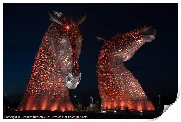 The Kelpies, Scotland. (red) Print by Graham Dobson