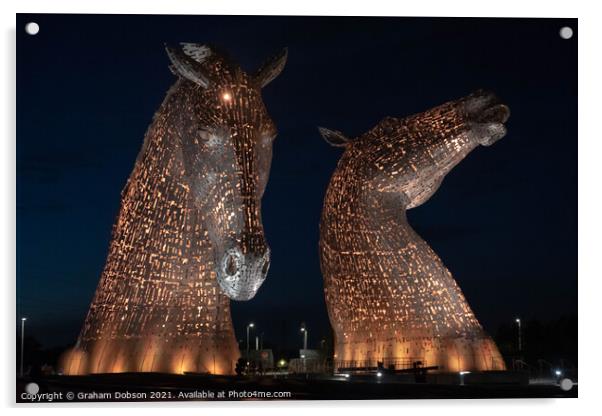 The Kelpies, Scotland (Copper) Acrylic by Graham Dobson