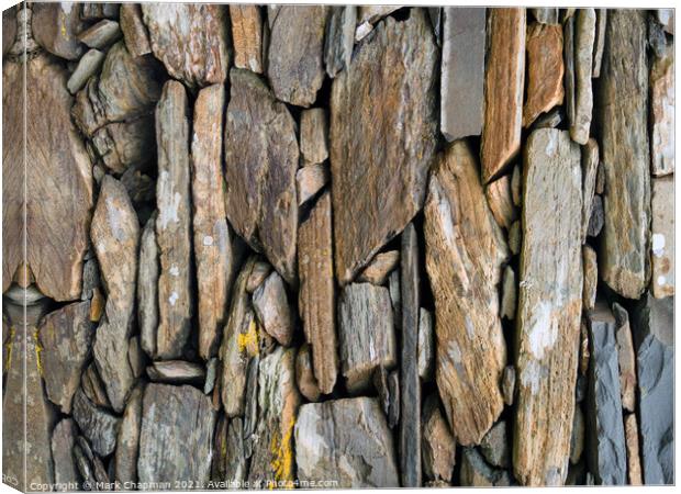 Colourful slate drystone wall, Riasg Buidhe, Isle of Colonsay, Scotland Canvas Print by Photimageon UK