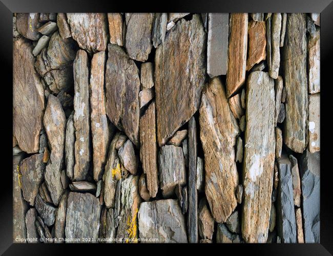 Colourful slate drystone wall, Riasg Buidhe, Isle of Colonsay, Scotland Framed Print by Photimageon UK
