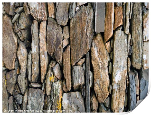 Colourful slate drystone wall, Riasg Buidhe, Isle of Colonsay, Scotland Print by Photimageon UK