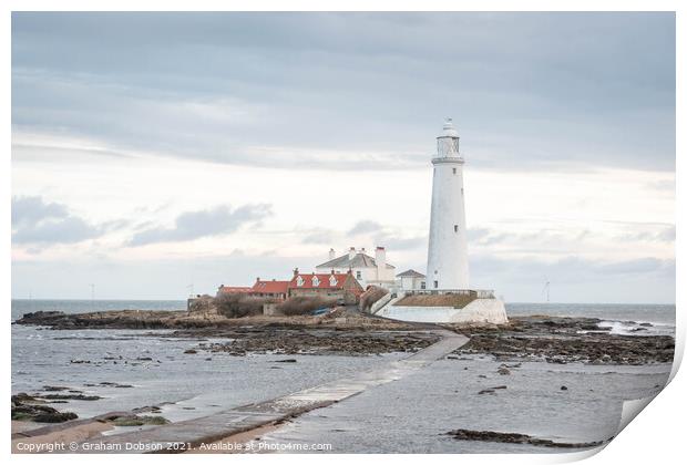 St Mary's Island, Whitley Bay Print by Graham Dobson