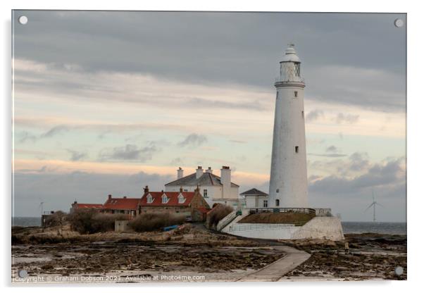 St. Mary's Island and Lighthouse Acrylic by Graham Dobson