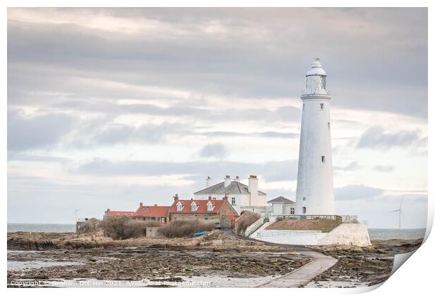 St Mary's Island and Lighthouse Print by Graham Dobson