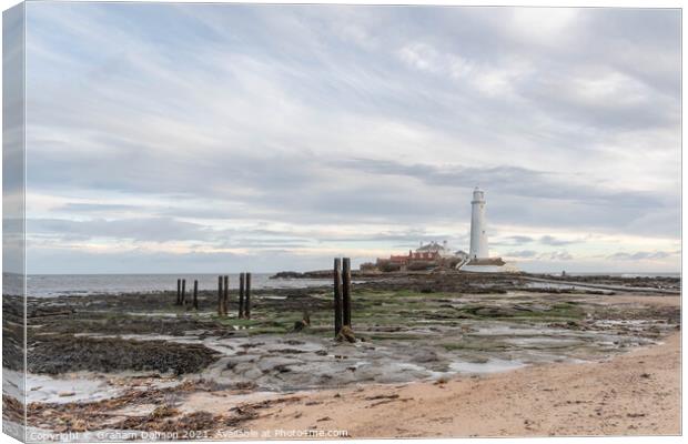 St Mary's island and Lighthouse Canvas Print by Graham Dobson