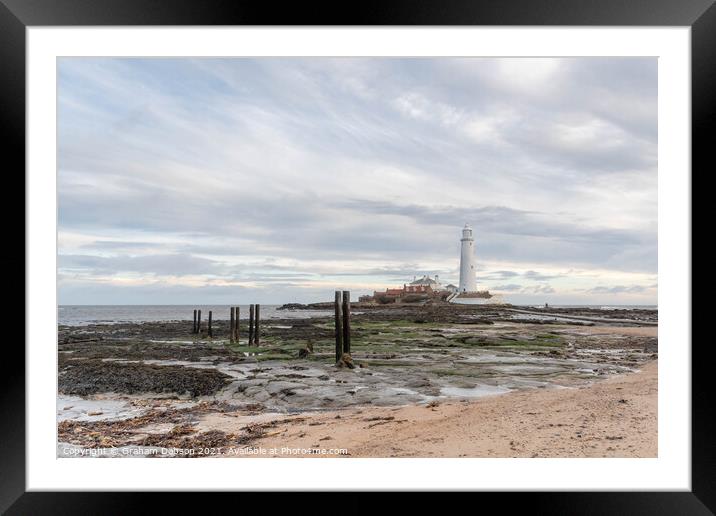 St Mary's island and Lighthouse Framed Mounted Print by Graham Dobson