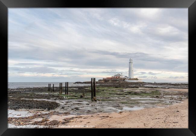 St Mary's island and Lighthouse Framed Print by Graham Dobson