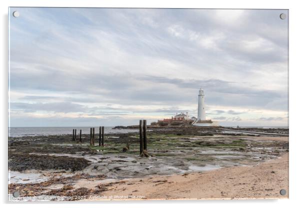 St Mary's island and Lighthouse Acrylic by Graham Dobson