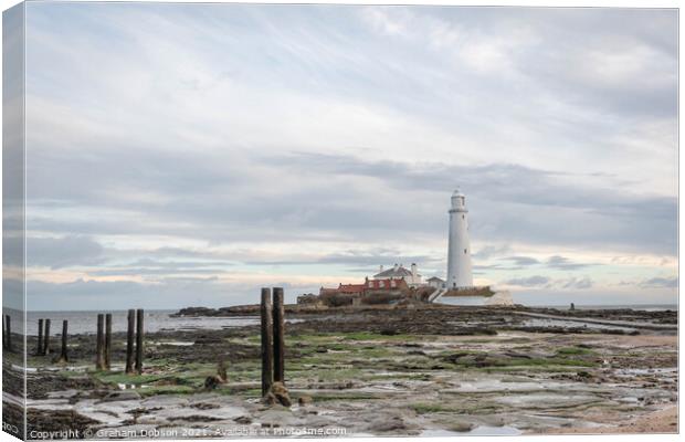 St Mary's Island and Lighthouse Canvas Print by Graham Dobson