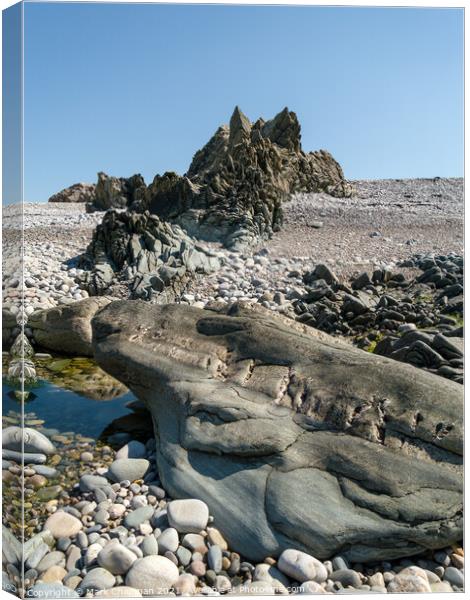 Rocky pebble beach, Ardskenish, Isle of Colonsay, Scotland Canvas Print by Photimageon UK