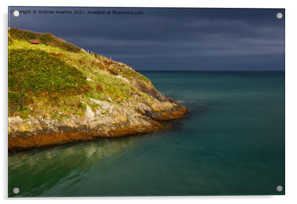 Coastline in sunshine at Newport, Pembrokeshire Acrylic by Andrew Kearton