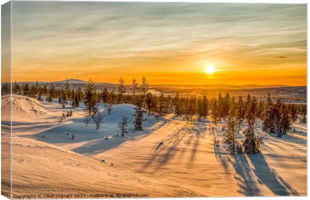 Finland fell scene in Arctic winter Canvas Print by Clive Ingram