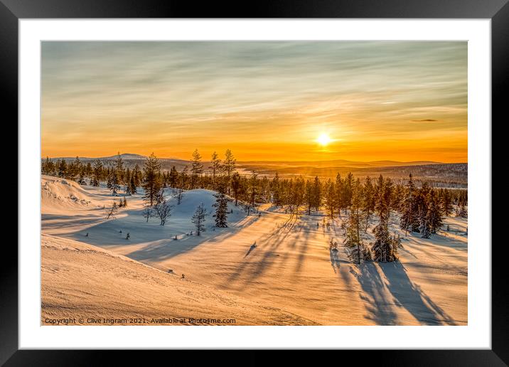 Finland fell scene in Arctic winter Framed Mounted Print by Clive Ingram