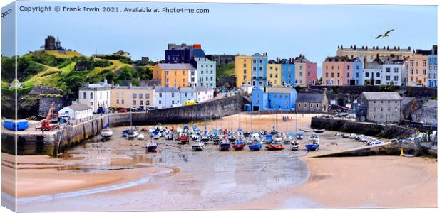 The beautiful Tenby Harbour with tide out Canvas Print by Frank Irwin