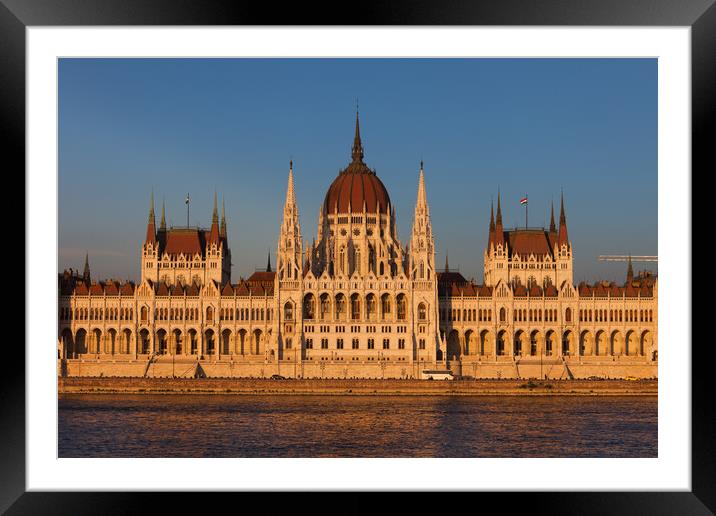 Hungarian Parliament at Sunset in Budapest Framed Mounted Print by Artur Bogacki