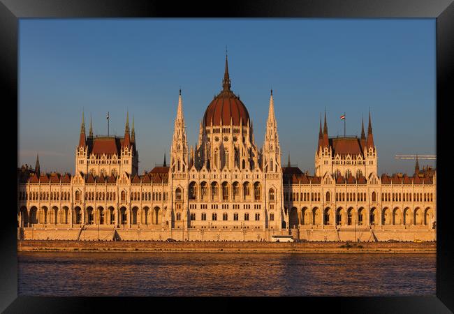 Hungarian Parliament at Sunset in Budapest Framed Print by Artur Bogacki