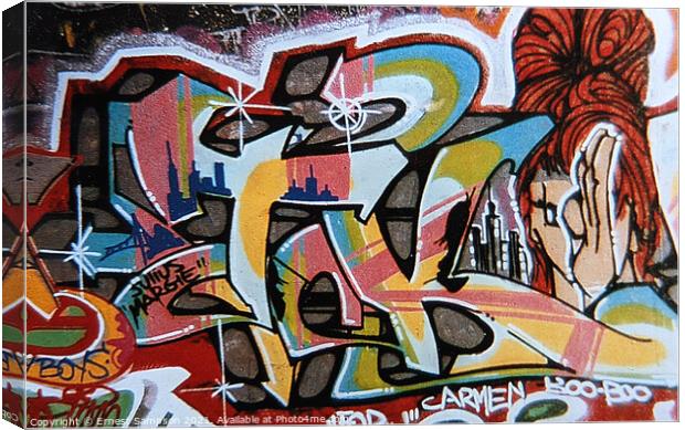 Graffiti Street Art Mural, New York USA. Canvas Print by Ernest Sampson