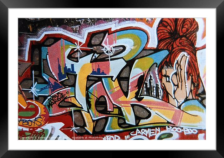 Graffiti Street Art Mural, New York USA. Framed Mounted Print by Ernest Sampson