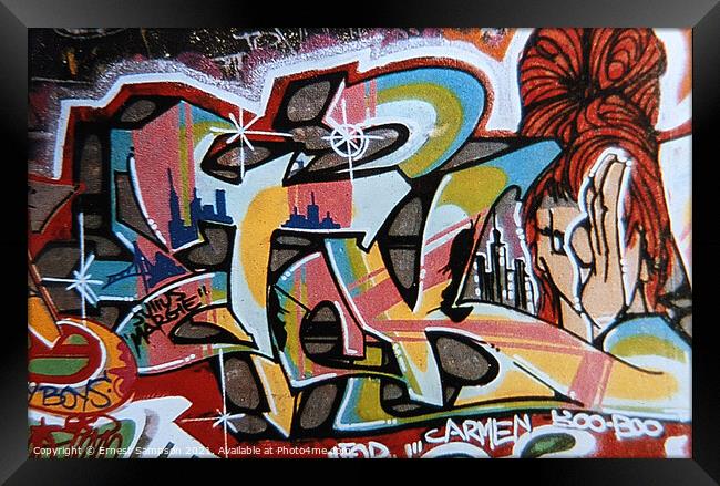 Graffiti Street Art Mural, New York USA. Framed Print by Ernest Sampson