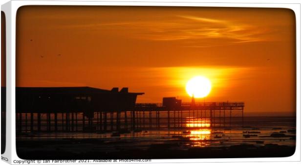 Southport Pier Sunset Canvas Print by Ian Fairbrother
