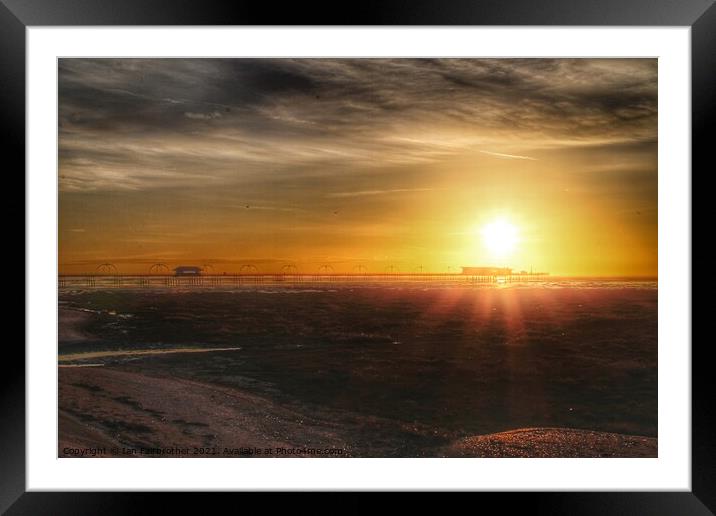 Sunset over Southport pier  Framed Mounted Print by Ian Fairbrother