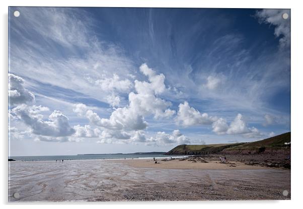 Manorbier Beach, Pembrokeshire Acrylic by Steve Purnell