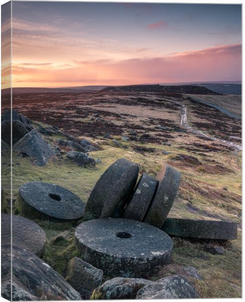 Stanage Edge Millstones Canvas Print by Paul Andrews