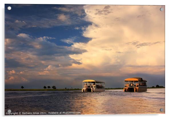Romantic Sunset Safari on the Chobe River Acrylic by Barbara Jones