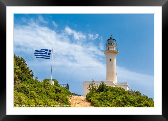 Lighthouse of Lefkas, Greece Framed Mounted Print by Milton Cogheil