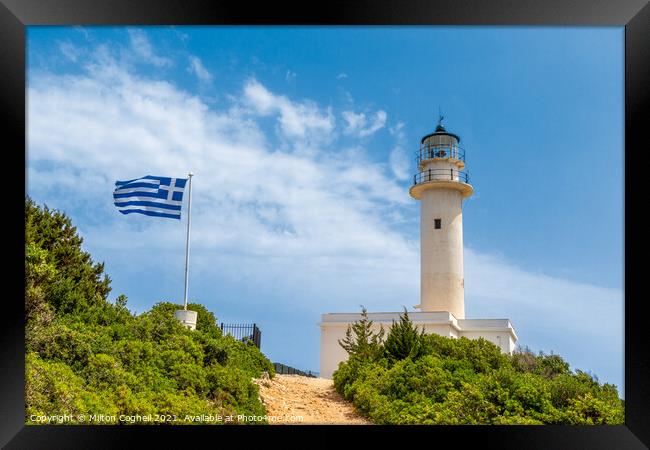 Lighthouse of Lefkas, Greece Framed Print by Milton Cogheil