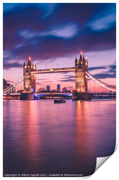 Tower Bridge at Twilight Print by Milton Cogheil