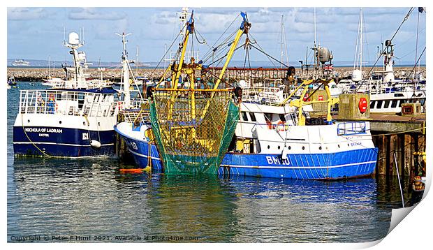 Two Trawlers Print by Peter F Hunt