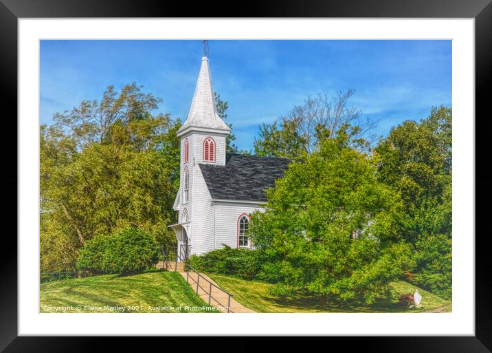 Small Church in the Country  Framed Mounted Print by Elaine Manley