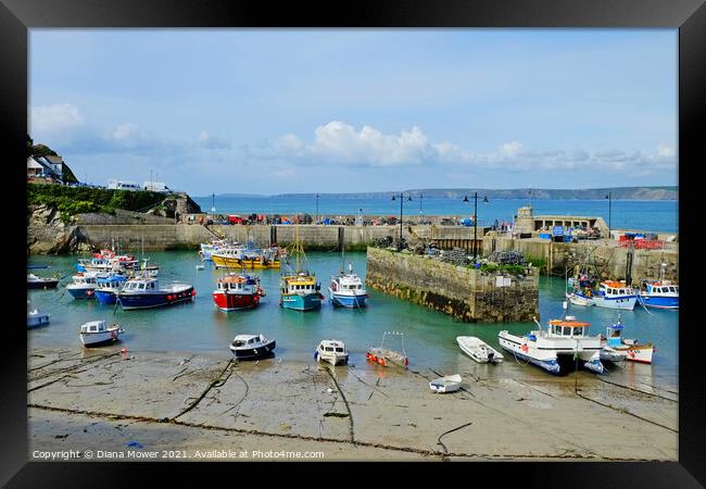 Newquay Harbour Cornwall Framed Print by Diana Mower