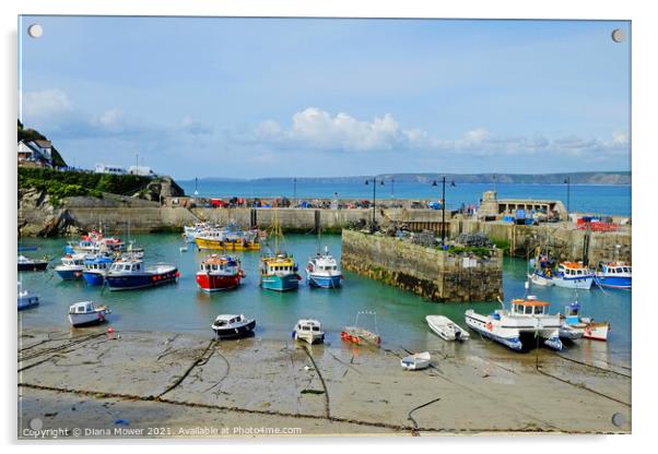 Newquay Harbour Cornwall Acrylic by Diana Mower