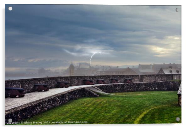 Cannons at Fortress of  Louisbourg Acrylic by Elaine Manley