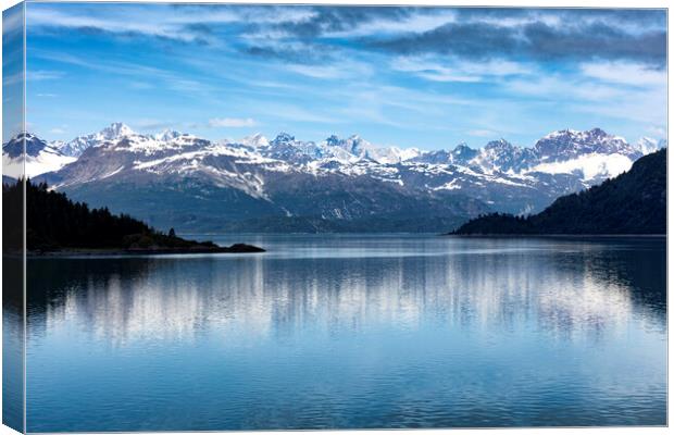 Wide view of Alaska Glacier bay landscape during l Canvas Print by Thomas Baker