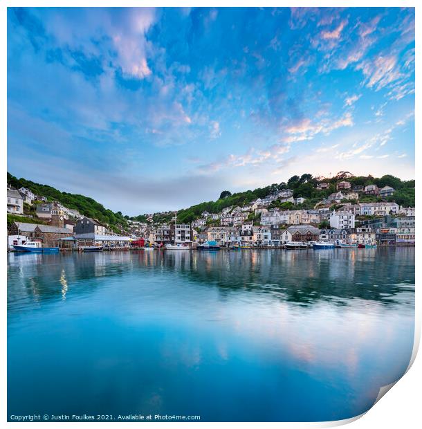 Harbour reflections, Looe, Cornwall Print by Justin Foulkes