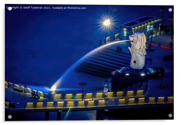 Merlion Singapore Harbour  Acrylic by Geoff Tydeman