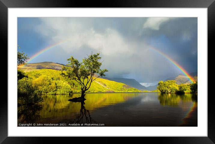 Llyn Padarn Rainbow Framed Mounted Print by John Henderson