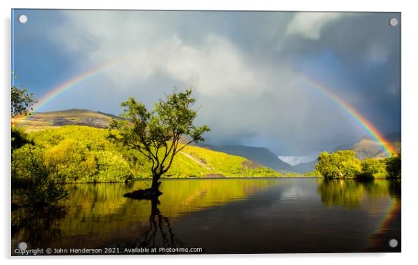 Llyn Padarn Rainbow Acrylic by John Henderson