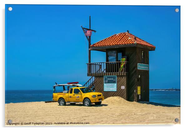 Lifeguard Station Redondo Beach Acrylic by Geoff Tydeman
