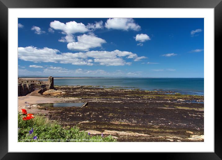 Tidal Pool and Rocks below the Castle, St Andrews Framed Mounted Print by Kasia Design