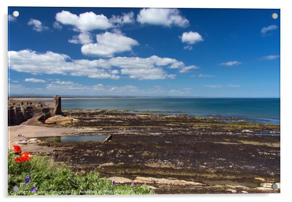 Tidal Pool and Rocks below the Castle, St Andrews Acrylic by Kasia Design