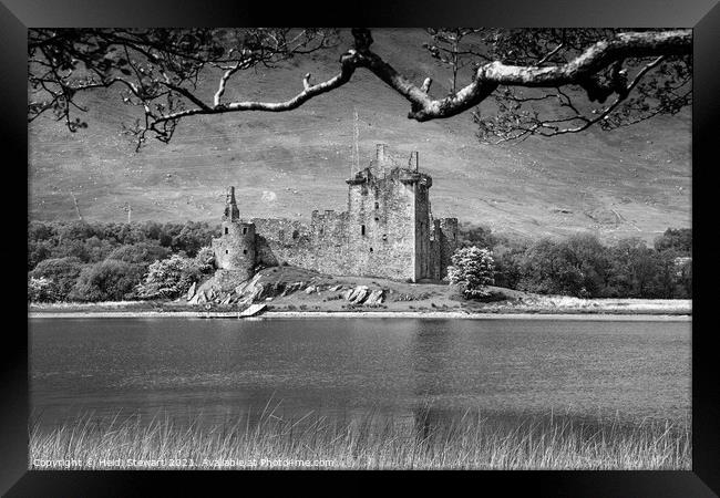 Kilchurn Castle, Scotland in Mono Framed Print by Heidi Stewart