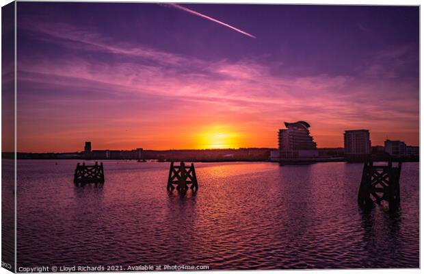 Cardiff Bay Sunset Canvas Print by Lloyd Richards