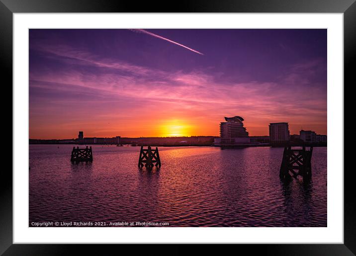 Cardiff Bay Sunset Framed Mounted Print by Lloyd Richards
