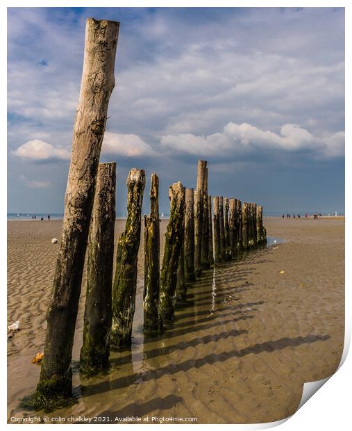 Breakwater at West Wittering  Print by colin chalkley