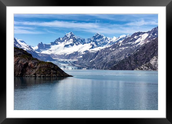 Close up view of Alaska Glacier bay with global wa Framed Mounted Print by Thomas Baker