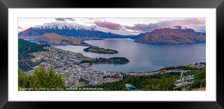 Sunset view of Queenstown in winter, New Zealand Framed Mounted Print by Chun Ju Wu